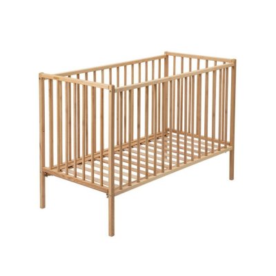Lit bébé en bois à barreaux 60 x 120 cm alex vernis naturel