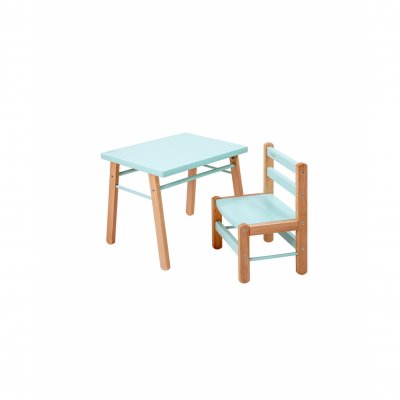Table enfant gabriel + chaise basse louise hybride vert mint