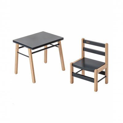 Table enfant gabriel + chaise basse louise hybride anthracite
