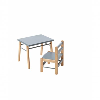 Table enfant gabriel + chaise basse louise hybride bleu gris