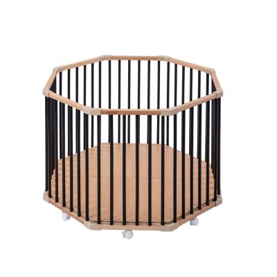 Parc octogonal bébé en bois basile hybride noir