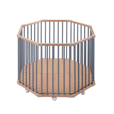 Parc octogonal bébé en bois basile hybride bleu gris