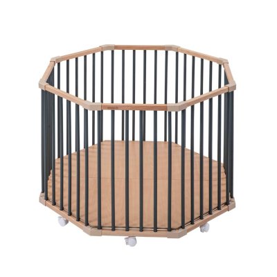Parc octogonal bébé en bois basile hybride kaki