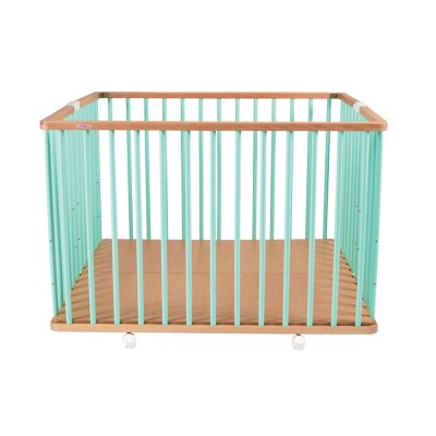 COMBELLE Parc bébé pliant carré gaby avec plancher réglable hybride vert mint