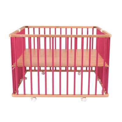 Parc bébé pliant carré gaby avec plancher réglable hybride fuschia