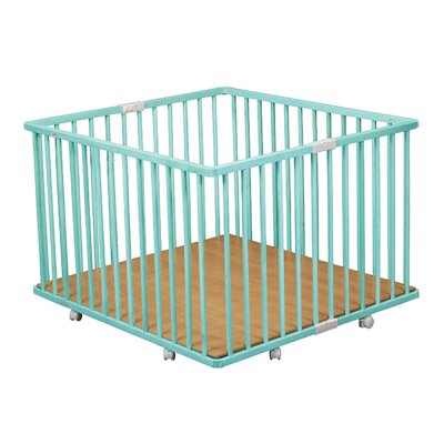 Parc bébé pliant carré gaby avec plancher réglable laque vert mint