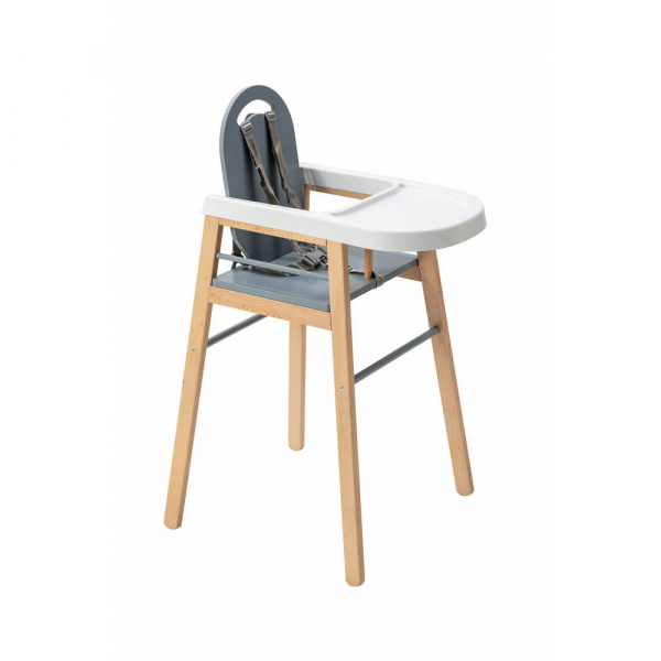 Chaise haute bois lili hybride bleu gris Combelle