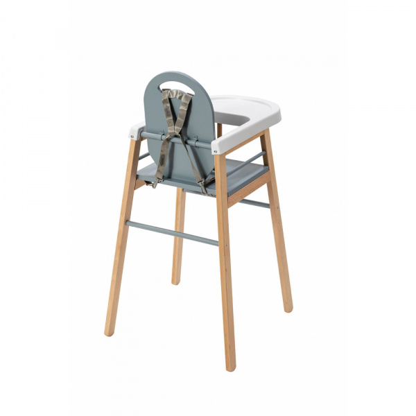 Chaise haute bois lili hybride bleu gris Combelle