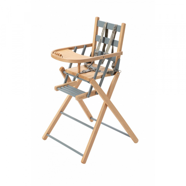 Chaise haute pliante sarah hybride bleu gris Combelle