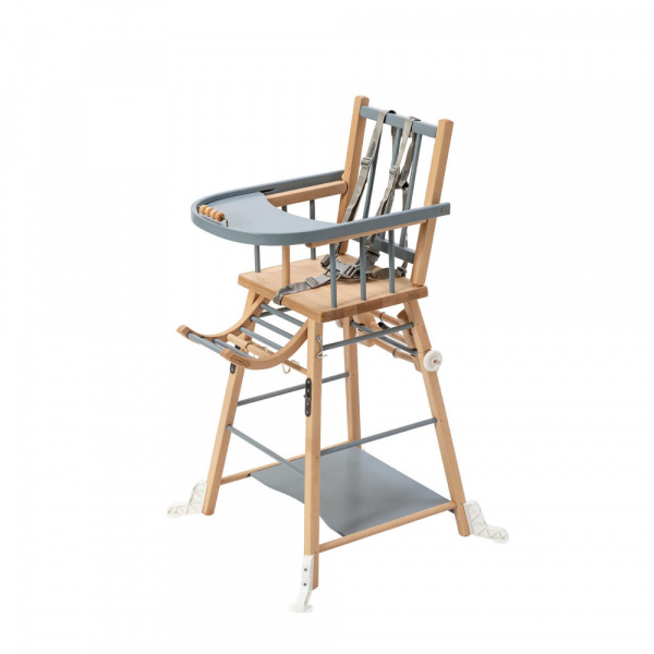 Chaise haute évolutive marcel hybride bleu gris Combelle