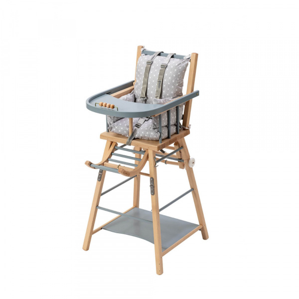 Chaise haute évolutive marcel hybride bleu gris Combelle