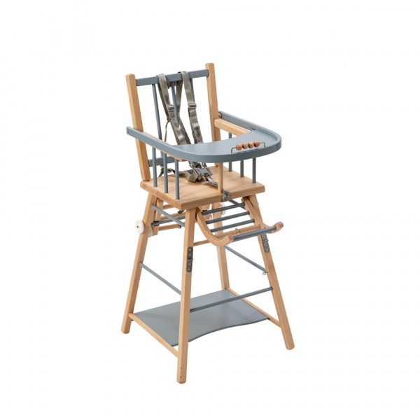 Chaise haute évolutive marcel hybride bleu gris Combelle