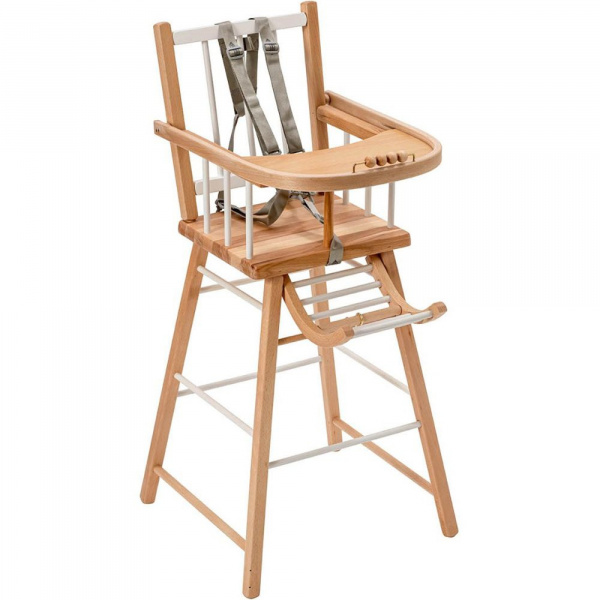 Chaise haute en bois andré hybride blanc Combelle