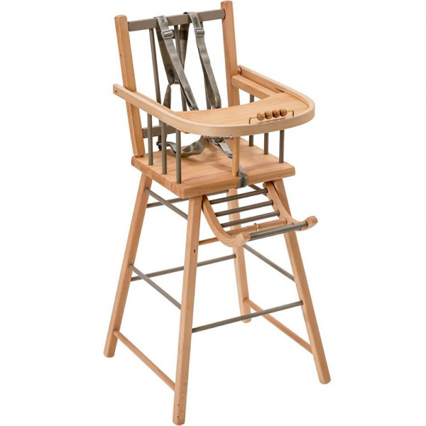 Chaise haute en bois andré hybride gris Combelle