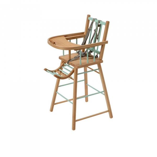 Chaise haute en bois andré hybride vert mint Combelle