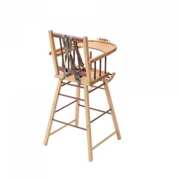 Chaise haute en bois andré hybride vieux rose Combelle