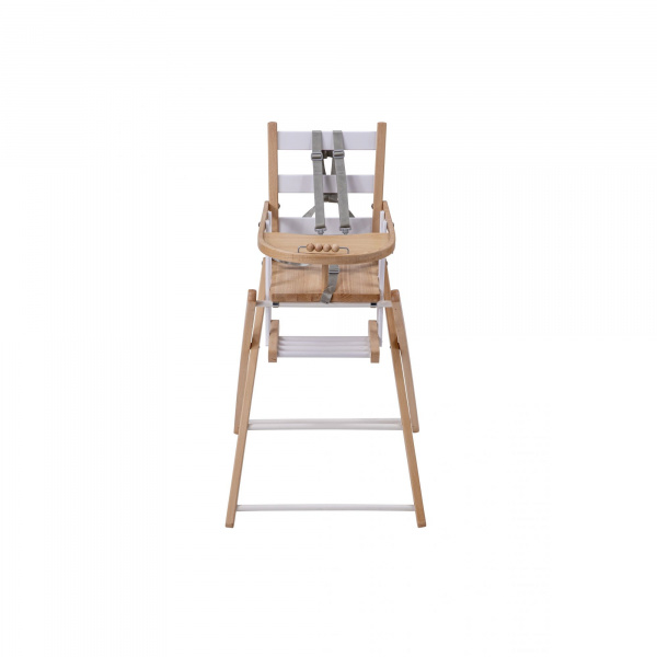 Pack chaise haute pliante sarah hybride blanc et sa tablette blanche amovible Combelle