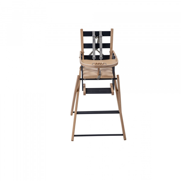 Pack chaise haute pliante sarah hybride noir et sa tablette blanche amovible Combelle