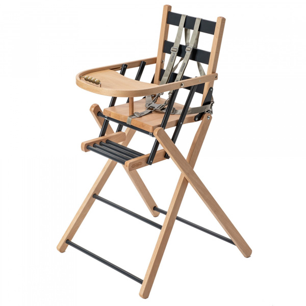 Pack chaise haute pliante sarah hybride anthracite et sa tablette blanche amovible Combelle