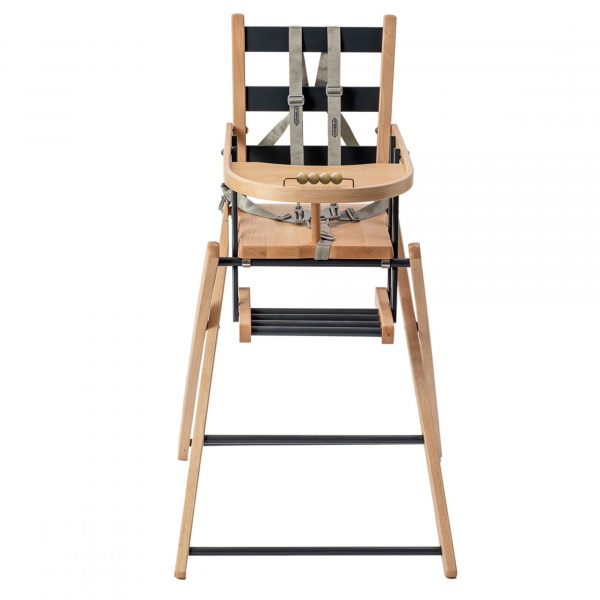 Pack chaise haute pliante sarah hybride anthracite et sa tablette blanche amovible Combelle