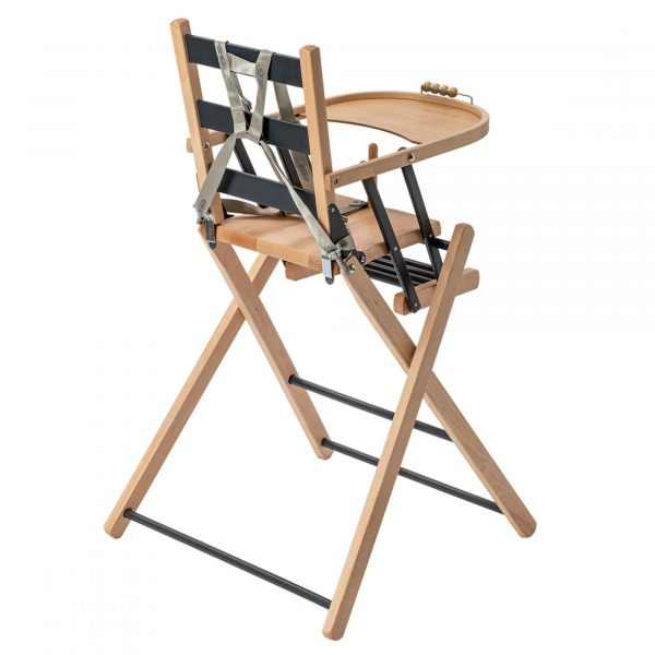 Pack chaise haute pliante sarah hybride anthracite et sa tablette blanche amovible Combelle