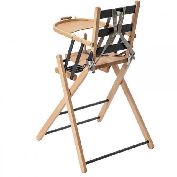 Pack chaise haute pliante sarah hybride anthracite et sa tablette blanche amovible Combelle