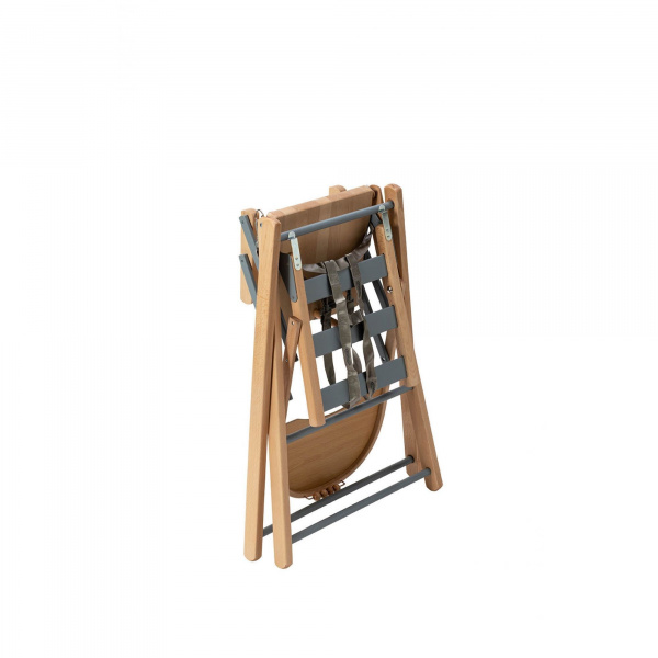 Pack chaise haute pliante sarah hybride bleu gris et sa tablette blanche amovible Combelle