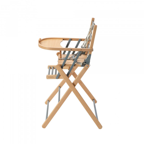 Pack chaise haute pliante sarah hybride bleu gris et sa tablette blanche amovible Combelle