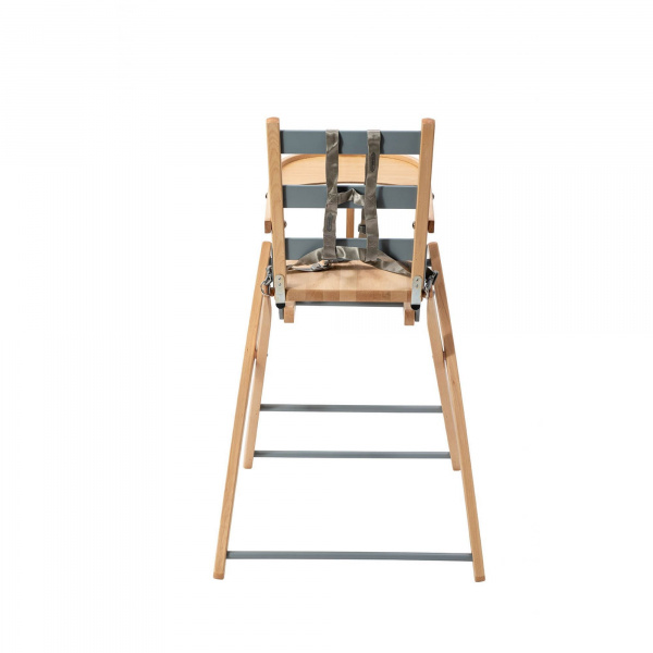 Pack chaise haute pliante sarah hybride bleu gris et sa tablette blanche amovible Combelle