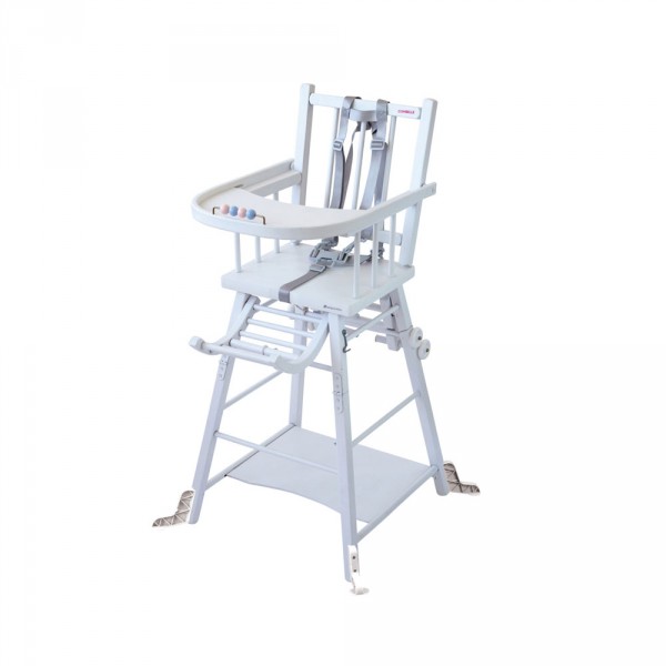 Chaise haute bébé marcel transformable barreaux laque blanche Combelle