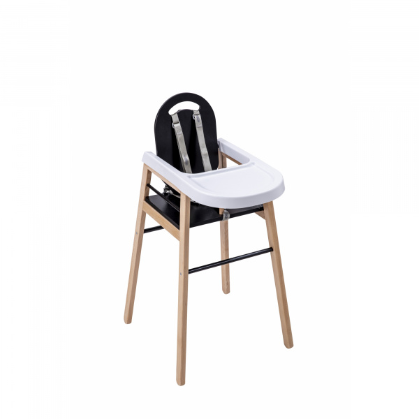Chaise haute bois lili hybride noir Combelle