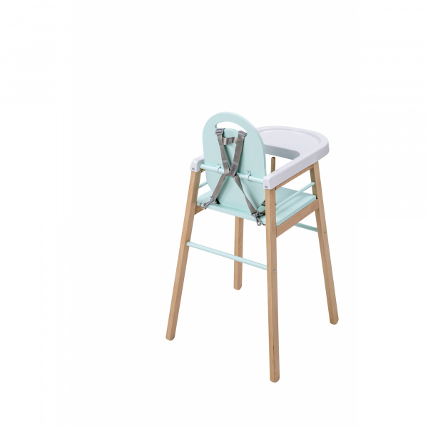 Chaise haute bois lili hybride vert mint Combelle