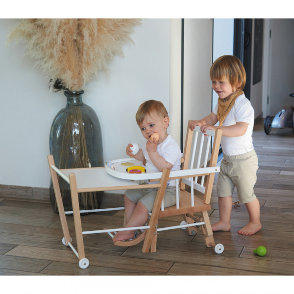 Chaise haute bébé marcel transformable barreaux vernis naturel Combelle