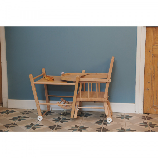 Chaise haute bébé marcel transformable barreaux vernis naturel Combelle