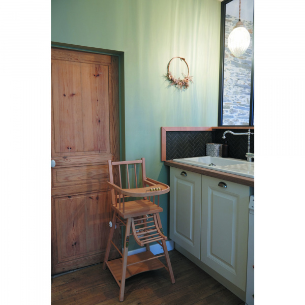 Chaise haute bébé marcel transformable barreaux vernis naturel Combelle