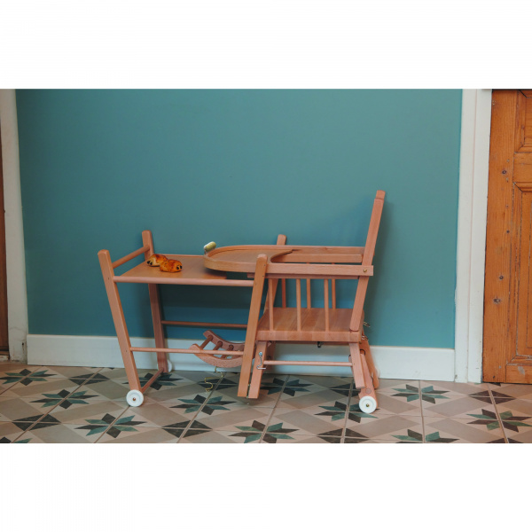 Chaise haute bébé marcel transformable barreaux vernis naturel Combelle