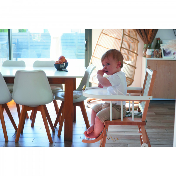 Chaise haute bébé marcel transformable barreaux hybride blanc Combelle