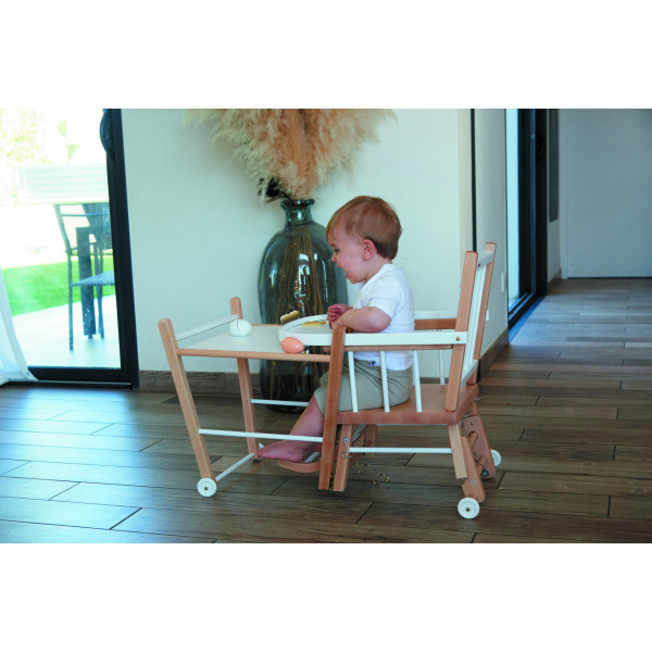 Chaise haute bébé marcel transformable barreaux hybride blanc Combelle