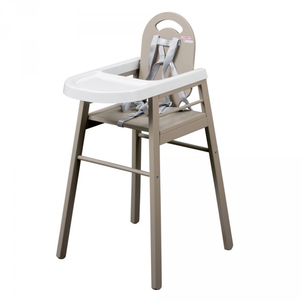 Chaise haute bébé lili fixe (avec tablette amovible )laque gris clair Combelle