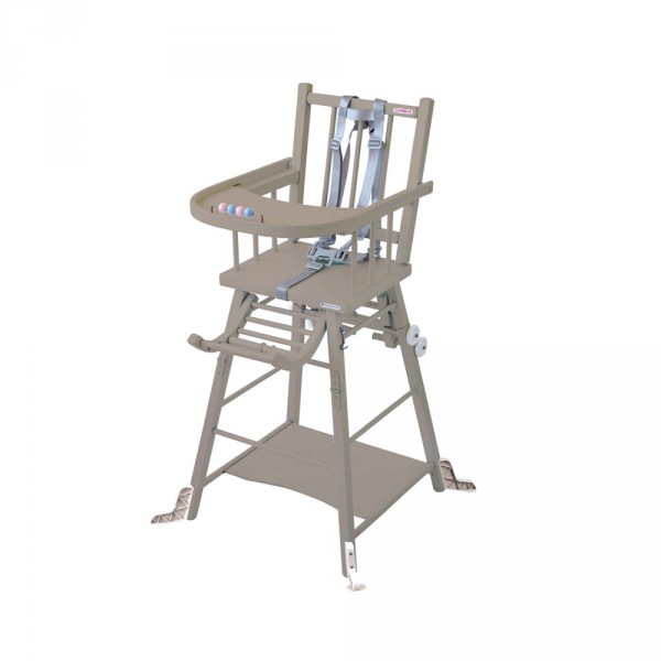 Chaise haute bébé marcel transformable barreaux laque gris clair Combelle
