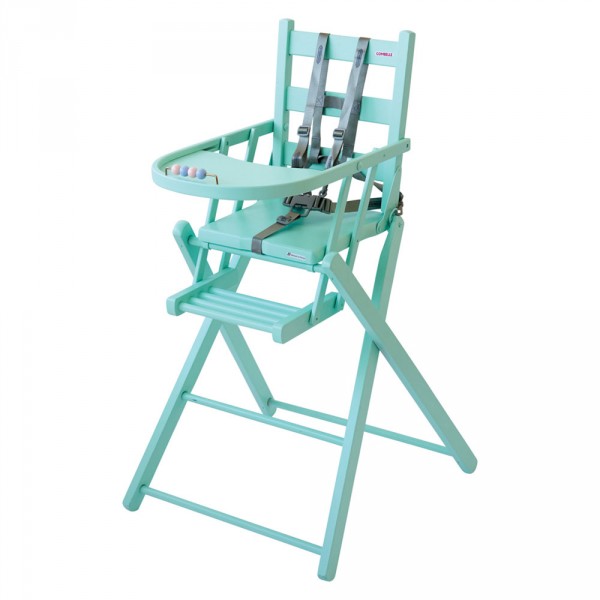 Chaise haute bébé sarah extra-pliante laque vert mint Combelle