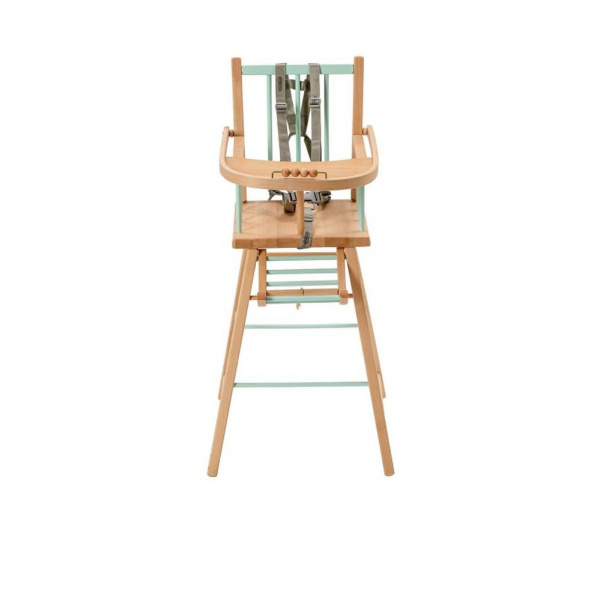 Pack chaise haute andré hybride vert mint et sa tablette blanche Combelle