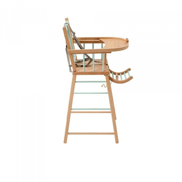 Pack chaise haute andré hybride vert mint et sa tablette blanche Combelle