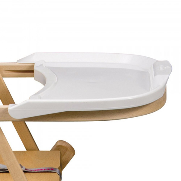 Pack chaise haute andré vernis naturel et sa tablette blanche Combelle