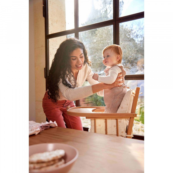 Coussin de chaise haute ouatiné hirondelles écru Combelle