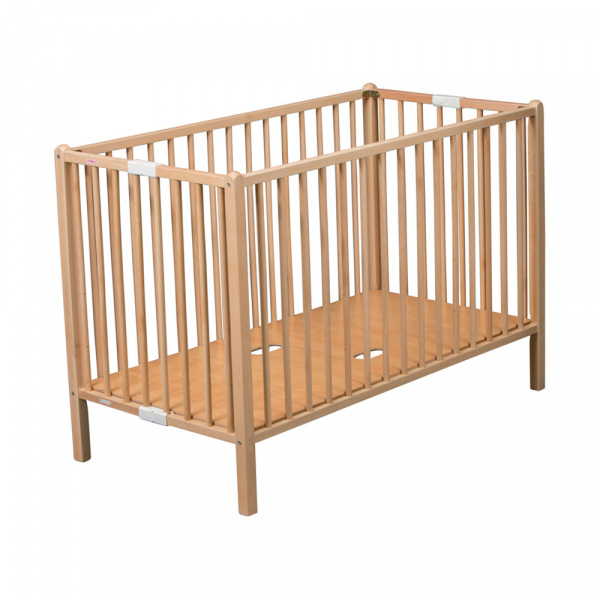 Lit bébé roméo 60x120 extra-pliant vernis naturel Combelle