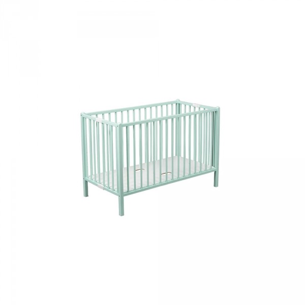 Lit bébé roméo 60x120cm extra-pliant laque vert mint Combelle