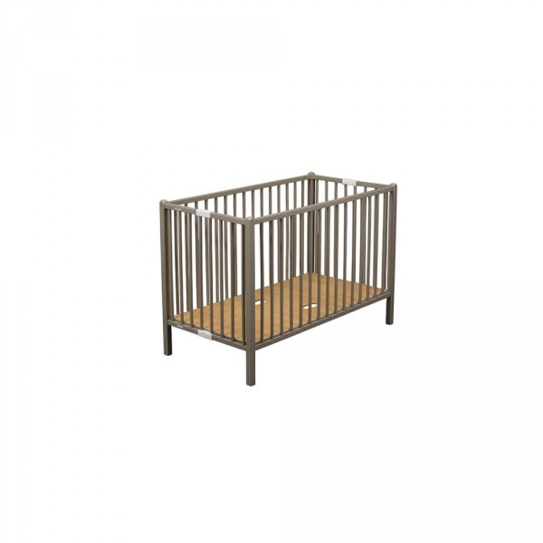 Lit bébé roméo 60x120cm extra-pliant laque gris clair Combelle