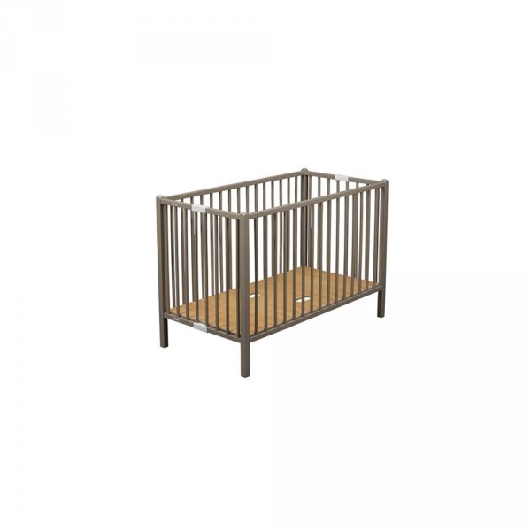 Lit bébé roméo 60x120cm extra-pliant laque gris clair Combelle