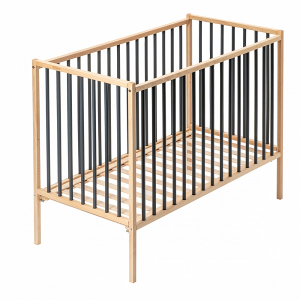 Lit en bois 60x120 cm rémi anthracite Combelle